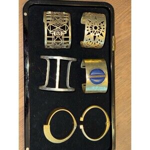 Lot Of 6 Metal Cuff Bracelets  - Lucky Brand Gold Tone 1 Silver